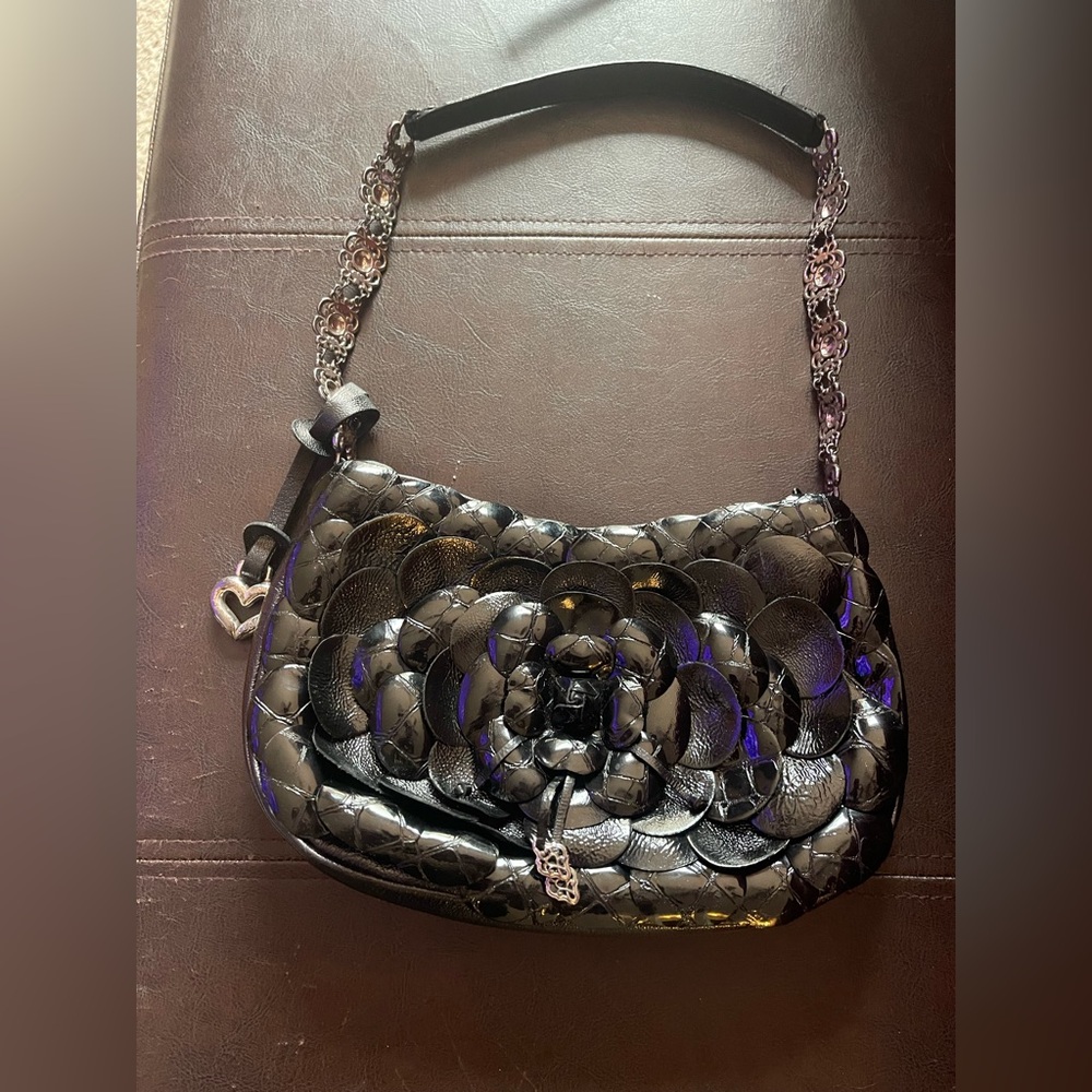 Brighton Black and Silver Floral Shoulder Bag